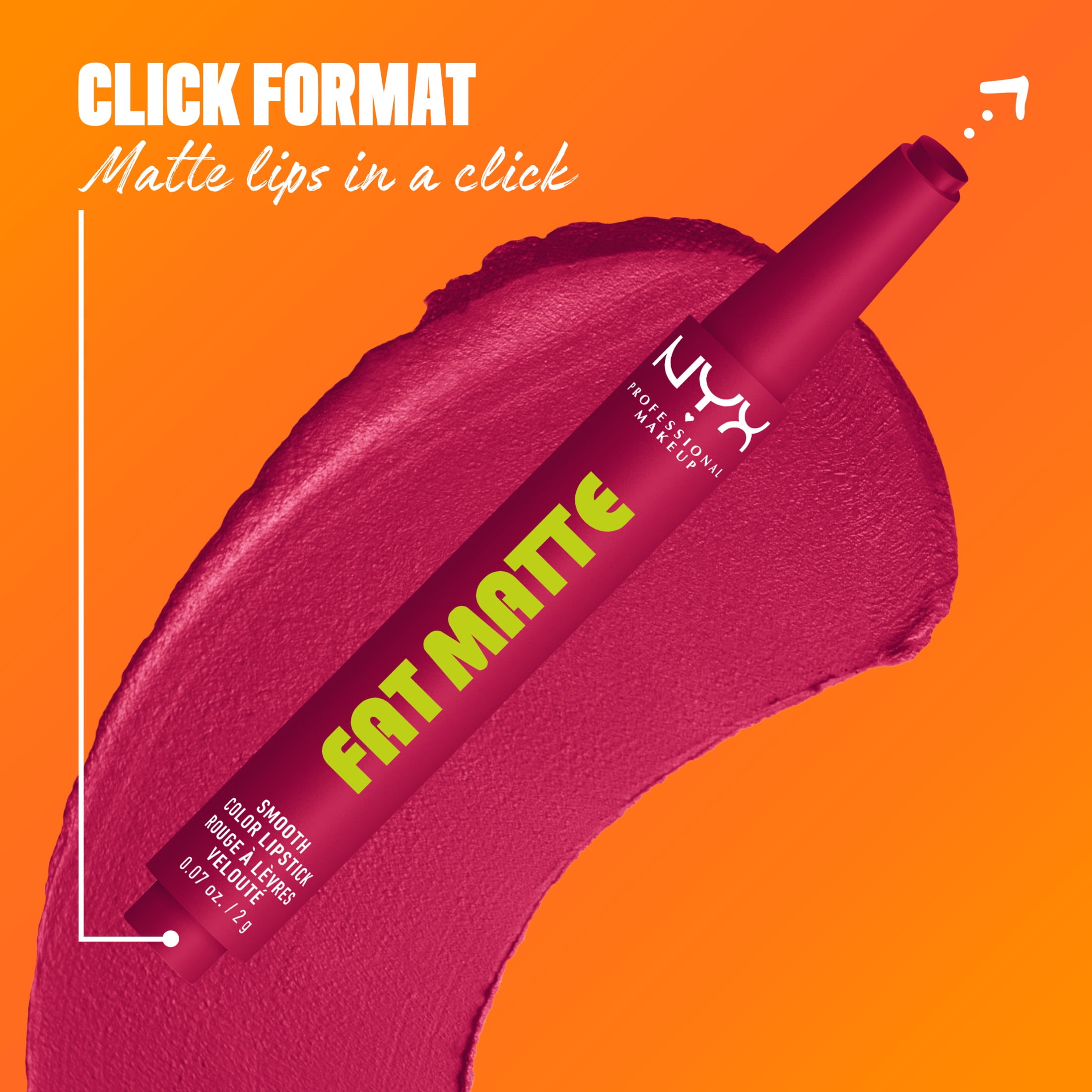 NYX Professional Makeup Fat Matte Lipstick, Smooth Color Long Lasting Lipstick, Hibiscus Hug, 0.07 oz