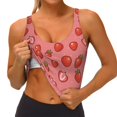 thumbnail image 3 of Picia Red Strawberry Sports Bra for Women,Padded Strappy Sports Bras Medium Support Yoga Bra with Removable Cups,Running Yoga Bra-, 3 of 7