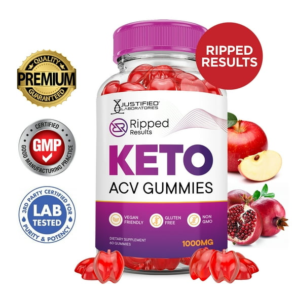 Ripped Results Keto ACV Gummies 1000MG Dietary Supplement 60 Gummys