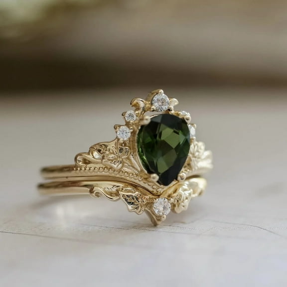 New Creative Olive Green Zircon Women's Ring