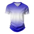 thumbnail image 6 of WTOBBY Men's Gradient Print V Neck Short Sleeve T-Shirt Comfortable and Lightweight, Breathable Fabric, Fashionable Design for Casual, Street, and Daily Wear,Royal Blue L, 6 of 6