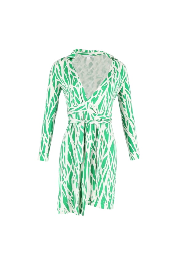 Pre-Owned Diane Von Furstenberg New Julian Wrap Dress in Green Silk