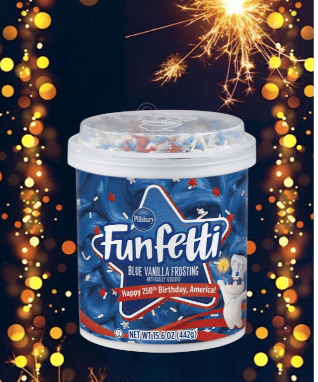 Limited Edition Pillsbury Funfetti Happy 250th Birthday America Cake Mix (15.25 oz) and Blue Vanilla Frosting (15.6 oz)