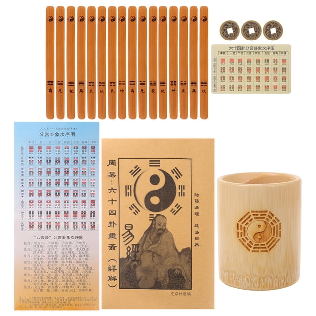 1 juego de varitas de la fortuna chinas, accesorios de adivinación con cubo de bambú y libro, accesorio de adivinación budista