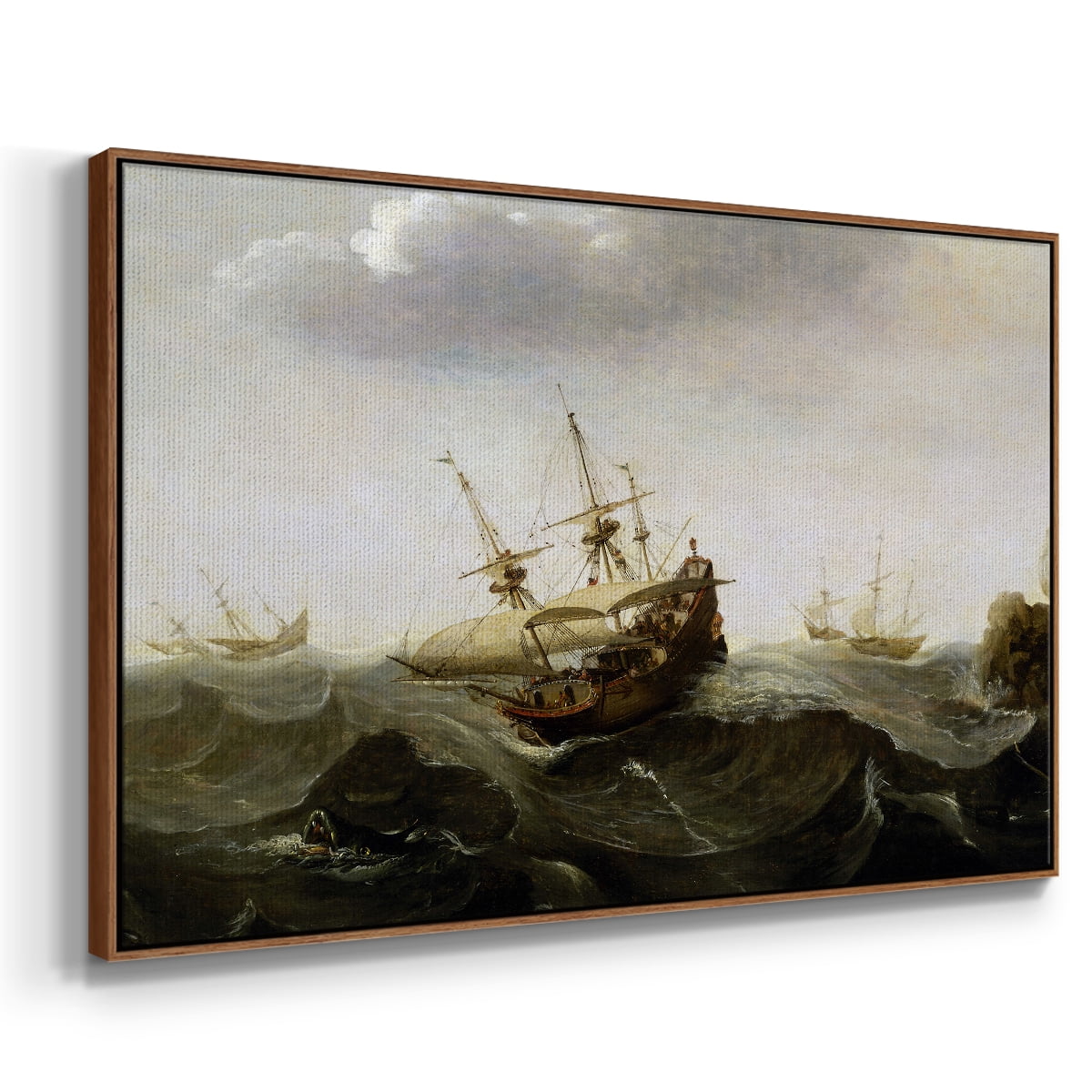 Vintage Landscape-MII By Wexford Home Framed in Walnut Wood Gallery Wrapped Canvas 27 in. x 41 in.