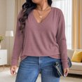thumbnail image 3 of NISVIYA Plus Size Shirts for Women Dressy V Neck Tops Loose Fit Long Sleeve Tunics Elegant Blouse, 3 of 5