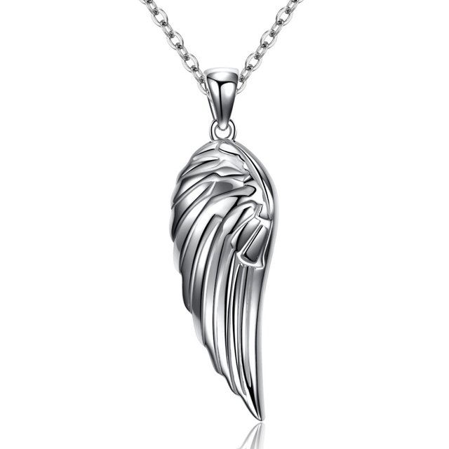 Kaletine Pendentif Ailes d'Ange Gardien Collier Argent Sterling 925 Chaîne Câble Réglable 16 Po+2 Po Rallonge