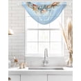 thumbnail image 4 of Waterfall Valances for Windows, Blue Coastal Kitchen Sheer Valance Curtains, Summer Nautical Beach Conch Starfish Coral Rod Pocket Elegant Swag Valances for Living Room Bedroom, 47.2"x38.5", 1 Panel, 4 of 8