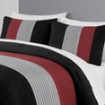 thumbnail image 3 of Chezmoi Collection Briar 7-Piece King Bed in a Bag Comforter Set with Sheets - Lightweight Comforter Red Black Gray Luxury Pleated Stripe Bedding Set for All Season, 3 of 9