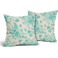 thumbnail image 4 of Teal Green Cream Flowers Pillow Covers 16x16 Inch 2 Packs Morden Teal Floral Throw Pillows Turquoise Chinoiserie Decorative Cushion Cover for Patio Furniture Sofa Bedroom Indoor/Outdoor Party, 4 of 7