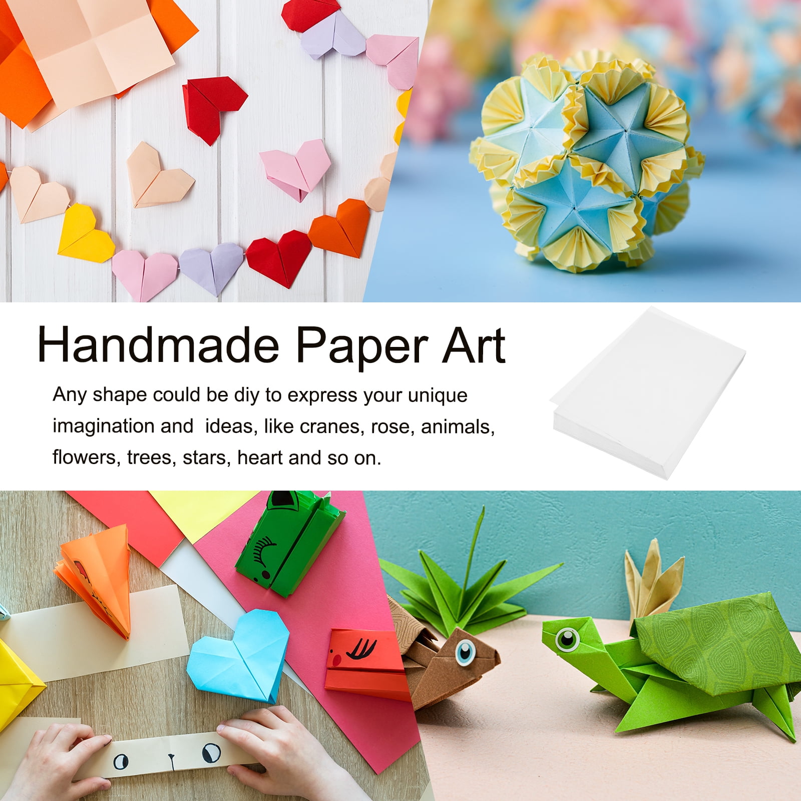 Uxcell 100 Sheet Origami Paper Double Sided White 11.7 x 8.3 inch Square Sheet for Art Craft Project, Beginners, Gifts Decor