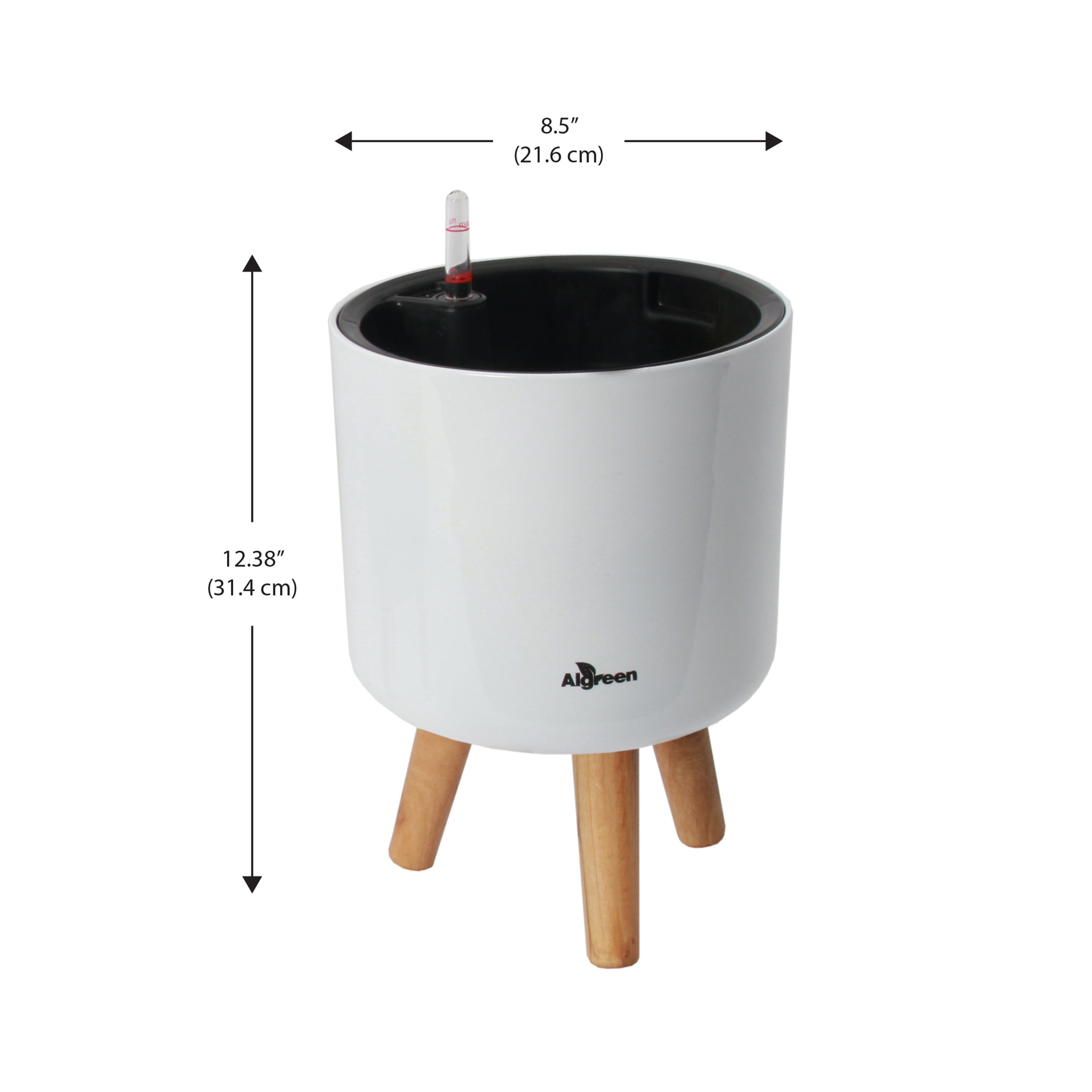 Algreen Modena 8.5" Self-Watering Planter with Stand, Gloss White