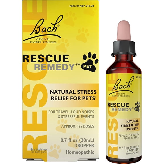 Bach RESCUE REMEDY PET Dropper 20mL, Natural Stress Relief, Calming for Dogs, Cats, and Other Pets, Homeopathic Flower Remedy, Thunder, Fireworks and Travel, Sedative-Free