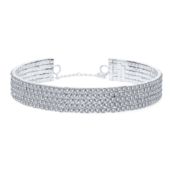 Bling Jewelry Womens Classic Cocktail Sparkly Rhinestone Choker Statement Necklace Adjustable