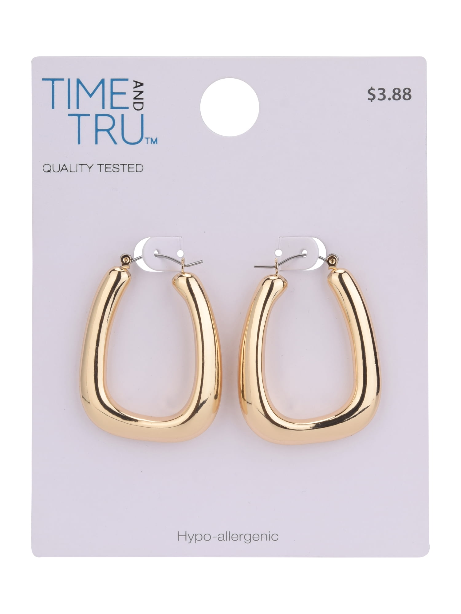 Time and Tru Adult Women's Gold Tone Wide Click Top Metal Hoop Earring
