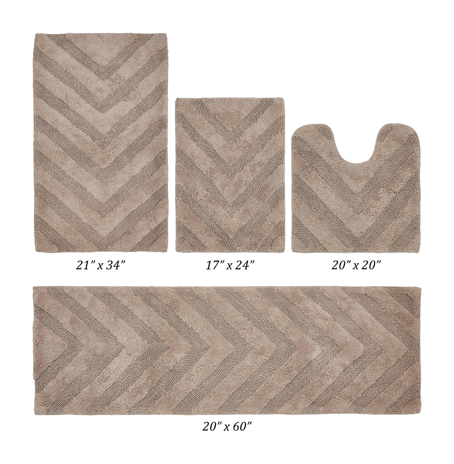 Better Trends 4 Piece Bathroom Rug Set 100% Cotton Extra Soft Tufted Bath Rug Water Absorbent Non-Slip Bath Mat Machine Washable (Beige) Hugo Collection