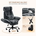 thumbnail image 4 of Bestier Big and Tall Executive Office Chair with Massage and Footrest Ergonomic Computer Desk Chair Reclining High Back Plush Velvet Swivel Chair with Lumbar Back Support, Charcoal Gray, 4 of 12
