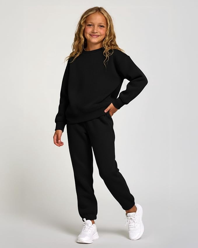 Pure Champ Girls Sweatpants, 3 Pack Fleece Athletic Joggers, Teen Sweat Pants, with Zipper Pockets and Drawstring, Sizes 2T-16