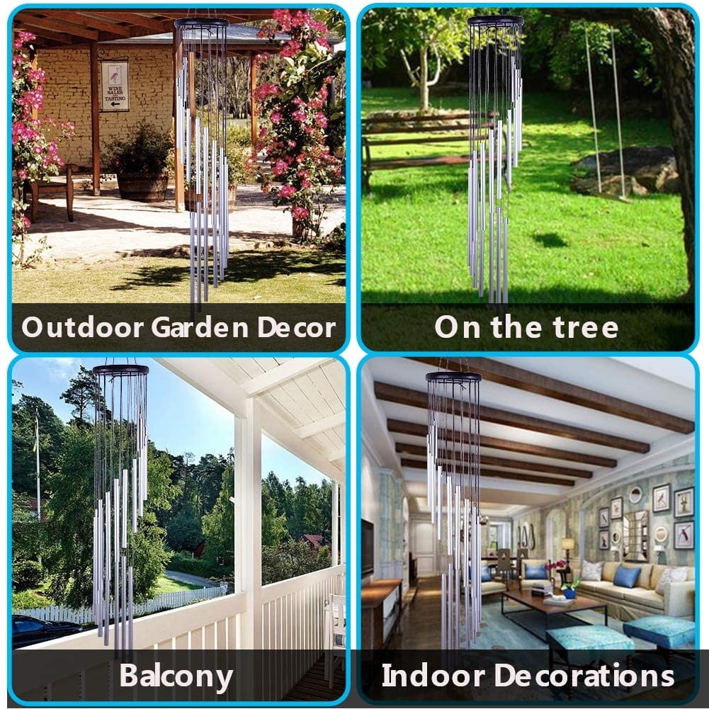 36" Large Tuned Wind Chimes Outdoor, Memorial Chapel Bells Balcony Garden Decor Windchimes with 18 Aluminum Alloy Tubes and S Hook