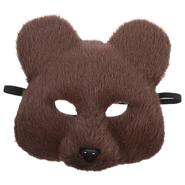GOOHOCHY Máscara de oso pardo realista para cosplay, tocado de animal de peluche para fiesta de máscaras, accesorio de disfraz realista para adultos.
