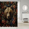 thumbnail image 2 of Manfei Modern Farmhouse Bear Shower Curtain 72Wx78L, Western Flower Bath Curtain, Dark Brown, 2 of 5