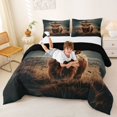 thumbnail image 4 of jejeloiu Rustic Highland Cow Queen Comforter Set Kids,Western Print Bedding Comforter Set,Reversible,3pcs, 4 of 8