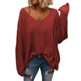 thumbnail image 2 of Oversize Women V-Neck Loose Casual Knit Sweater, 2 of 3
