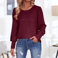 thumbnail image 2 of Sleeve Tops For Women Boat Neck Fall Long Sleeve Shirt Dressy Casual Tunics, 2 of 6