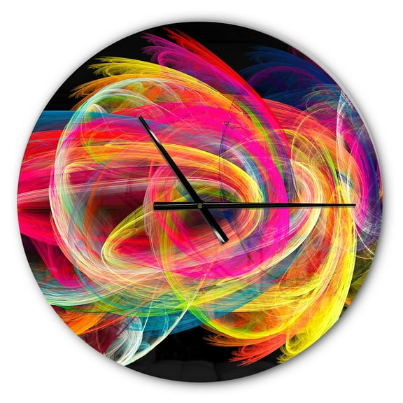 Designart 'Colorful Thick Strokes in Black ' Modern wall clock