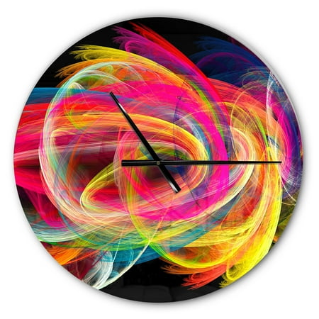 Designart 'Colorful Thick Strokes in Black ' Modern wall clock