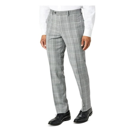 Tallia Mens Slim-Fit Wool Plaid Dress Pants 30W x 30L Black/White - NWT $175