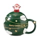 thumbnail image 4 of Taza de cerámica navideña para bebidas, taza de té, decorativa navideña con tapa Verde, 4 of 9
