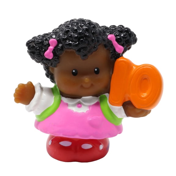 Replacement Part for Fisher-Price Little People Time to Learn Preschool Playset K0105 - Young African American Girl wearing a pink dress and a green backpack and holding an orange number 10 Ten