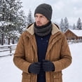 thumbnail image 4 of Loritta 3 Pcs Men Winter Soft Beanie Hat Touchscreen Gloves Set, Casual Scarf Hat for Men, 4 of 9