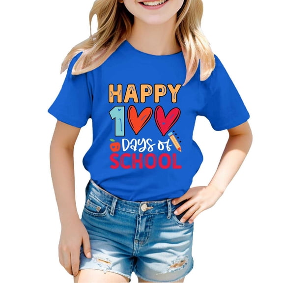 YUEHUA Toddler 100 Day of School Shirt for Boys Kid Grils, My Happy 100th Day of School T Shirt, Cotton Blend, Funny Design 4-7Y