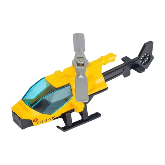 Helicóptero de aleación fundida a presión, avión de juguete, decoración para tartas, exhibición de escritorio, juguetes para niños amarillo