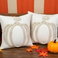 thumbnail image 5 of Tosleo Fall Decorative Throw Pillow Covers 18x18 inch Set of 2 Halloween Beige Single Pumpkin Embroidered Pillow Cases Thanksgiving Home Party Pumpkin Decor Pillowcases Square Cushion Covers, 5 of 9