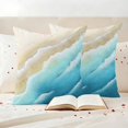 thumbnail image 3 of Outdoor Pillow Covers Pack of 2, Summer Blue Gradients Wave Waterproof Throw Pillowcase Cushion Cases, Sandy Beaches Decorative Pillow Cover for Couch Sofa Home Bed Patio, 3 of 9