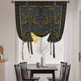 thumbnail image 3 of Vintage Navy Blue Roses Balloon Curtains for Bedroom/Front Door/Bathroom, Abstract Art Floral Green Leaves Tie Up Curtains 63 Inch Length Light Filtering Kitchen Curtains Shades for Windows 46"x63", 3 of 8