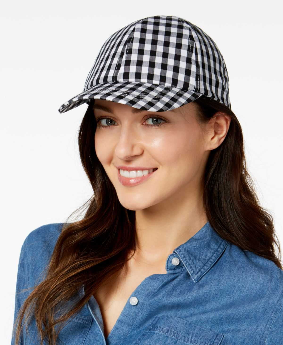 Gingham Bow-Back Baseball Caps 