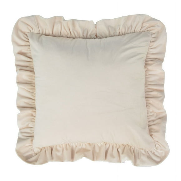 XmhyTop-A Funda de almohada de terciopelo beige de 45 x 45 cm, funda de cojín para respaldo con borde de hoja de loto, 1 pieza