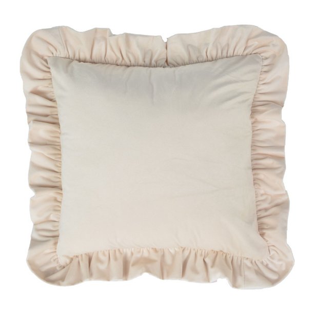 XmhyTop-A Funda de almohada de terciopelo beige de 45 x 45 cm, funda de cojín para respaldo con borde de hoja de loto, 1 pieza