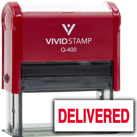 Vivid Stamp Delivered Self Inking Rubber Stamp (Red Ink) - Q-400