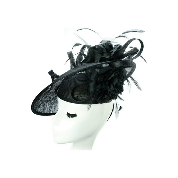 ChicHeadwear Womens Sinamay Hat w/ Elastic Band - Black