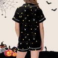 thumbnail image 3 of RUTAYY Girls Pajama Set Halloween Cute Ghost Pumpkin Polka Dot Graphic Short Sleeve Top and Shorts Breathable Home Sleepwear Black, 3 of 4