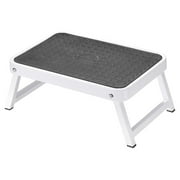 Lwory OneStep | Steel step | One large step with non-skid mat | Folding safety mechanism with unlocking button | Easy storage | Lightweight | White