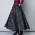 thumbnail image 3 of Joernso Elastic Waist Side Pockets Large Hem Plus Size Retro Skirt Autumn Winter Plaid Print High Waist A-Line Maxi Skirt Female Clothing, 3 of 8
