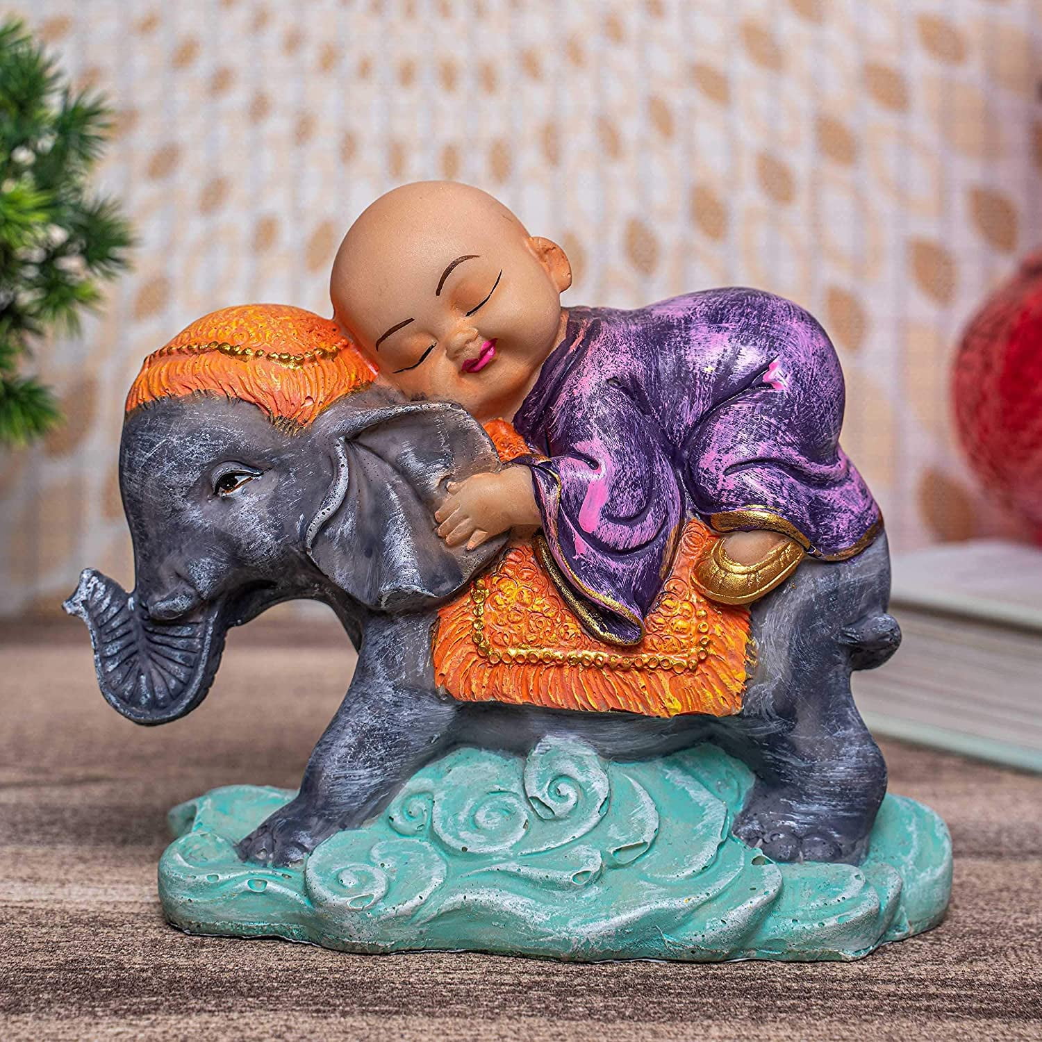 Valentines Day Gifts for Him Her Valentines Day Decorations for The Home 16 cm X 13 cm TIED RIBBONS Elephant Abstract Handmade Indian Figurine for Home décor Wall Shelf Living Room Decoration