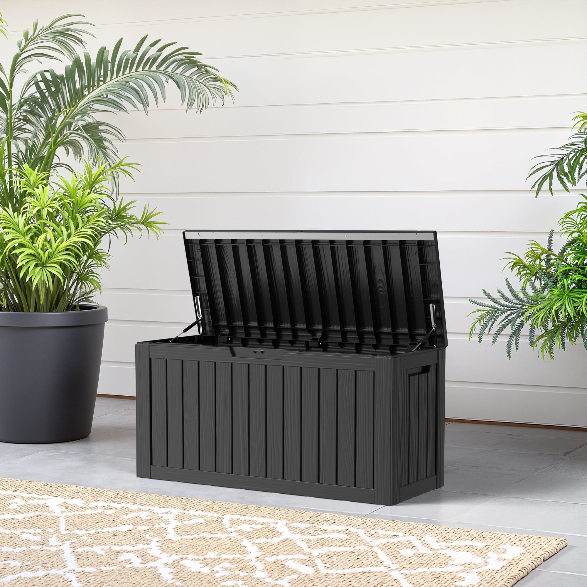 MAYEERTY 80 Gallon Outdoor Deck Box, Large Capacity Storage Box for Patio Furniture Cushions, Pillow Outdoor Indoor, Black