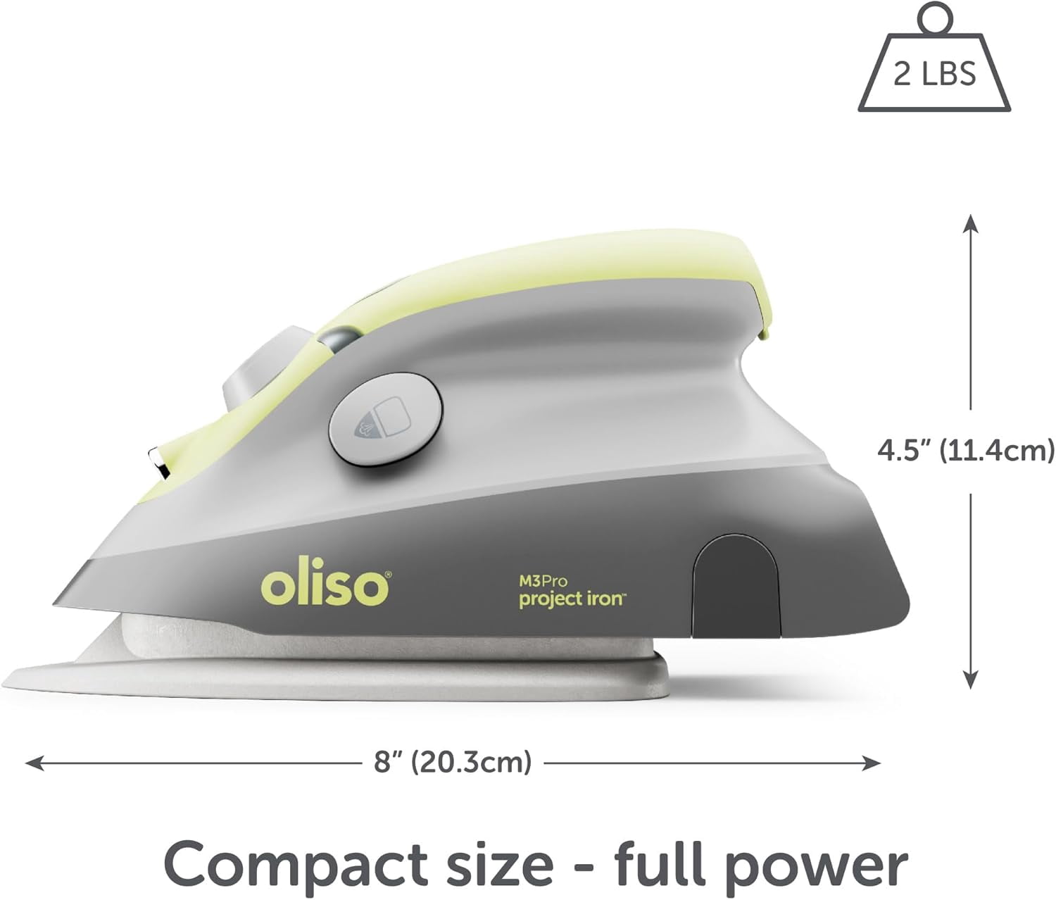 oliso M3Pro Project Steam Iron with Solemate - for Sewing, Quilting, Crafting, and Travel | 1000 Watt Ceramic Soleplate Steam Iron | Aqua